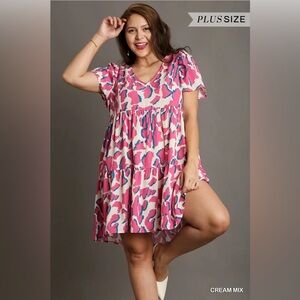 Umgee Pink and Cream Mix Swim Coverup